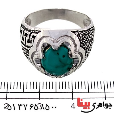انگشتر فیروزه نیشابوری مردانه درشت مدل ترکیبی رادیوم لوکس _کد:9269