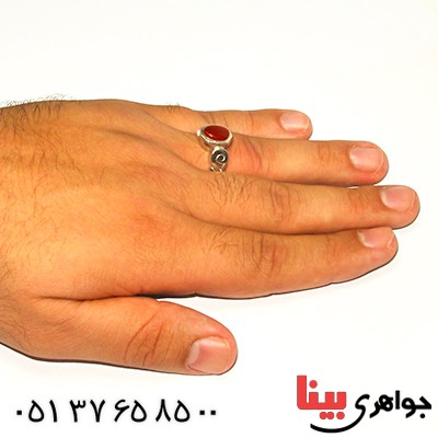 انگشتر عقیق یمنی مردانه مدل اسلیمی لوکس _کد:9270