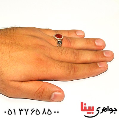 انگشتر عقیق یمنی مردانه مدل اسلیمی لوکس _کد:9270