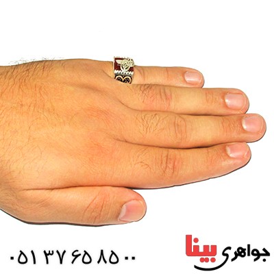 انگشتر عقیق قرمز مردانه مدل بسم الله _کد:9273