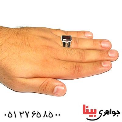 انگشتر نگین قرمز کریستالی مردانه مدل ورساچی _کد:9274