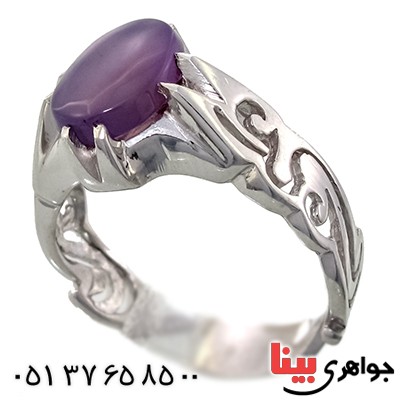 انگشتر عقیق یمنی کبود مردانه طرح یا علی (ع) رادیوم لوکس _کد:9280