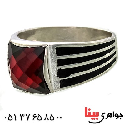 انگشتر نگین قرمز کریستالی مردانه _کد:9283