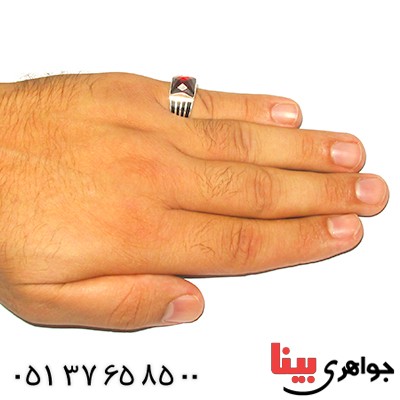 انگشتر نگین قرمز کریستالی مردانه _کد:9283