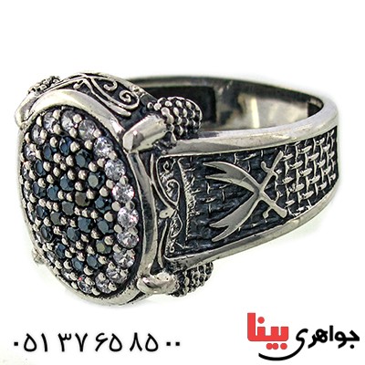 انگشتر اونیکس مردانه میکروستینگ مدل ذوالفقار _کد:9284