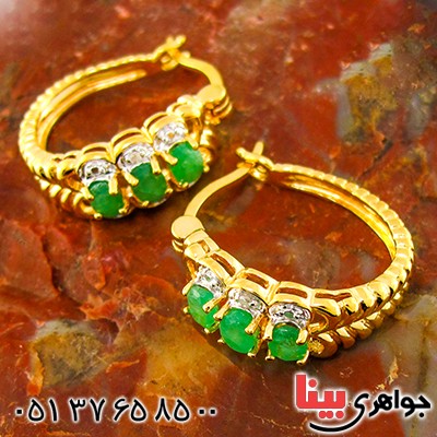 گوشواره زمرد کلمبیا و الماس زنانه مانی ایتالیایی _کد:9288