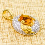 و الماس زنانه مانی ایتالیایی مدل برگ طلایی _کد:9291
