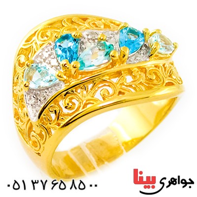 انگشتر چند جواهر زنانه درشت مانی ایتالیایی با شکوه _کد:9294