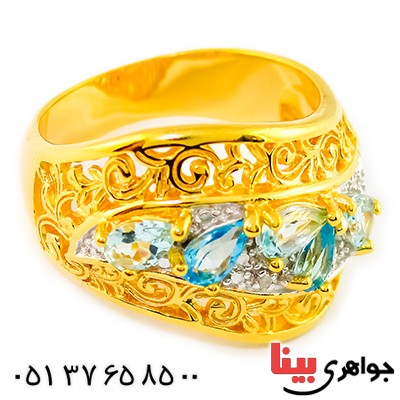 انگشتر چند جواهر زنانه درشت مانی ایتالیایی با شکوه _کد:9294