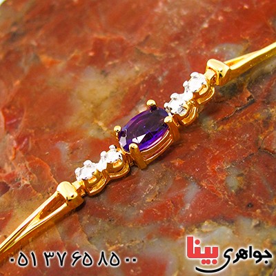 دستبند آمتیست و الماس زنانه مانی ایتالیایی مدل آذین _کد:9295