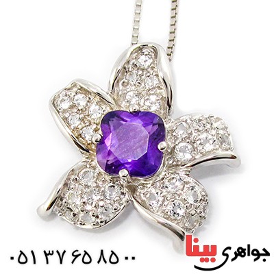 گردنبند آمتیست زنانه مانی ایتالیایی مدل یسنا _کد:9296