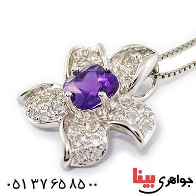 گردنبند آمتیست زنانه مانی ایتالیایی مدل یسنا _کد:9296