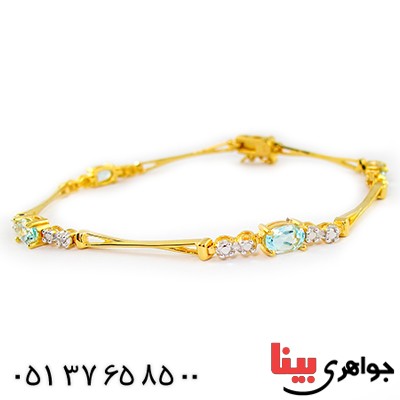 دستبند توپاز و الماس زنانه مانی ایتالیایی مدل ستایش _کد:9297