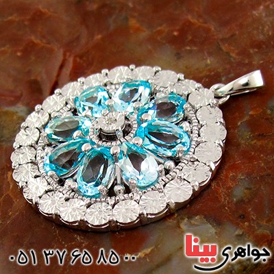 گردنبند توپاز و الماس زنانه مانی ایتالیایی مدل لیلیان _کد:9300