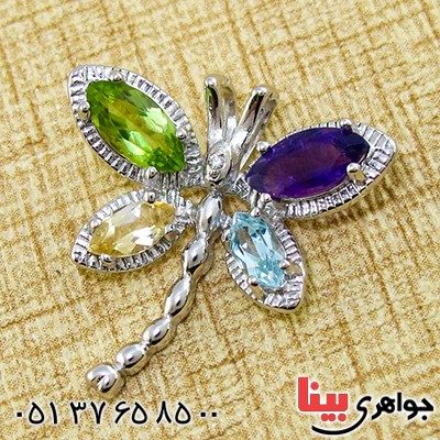 گردنبند چند جواهر زنانه مانی ایتالیایی مدل سنجاقک _کد:9301