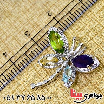 گردنبند چند جواهر زنانه مانی ایتالیایی مدل سنجاقک _کد:9301