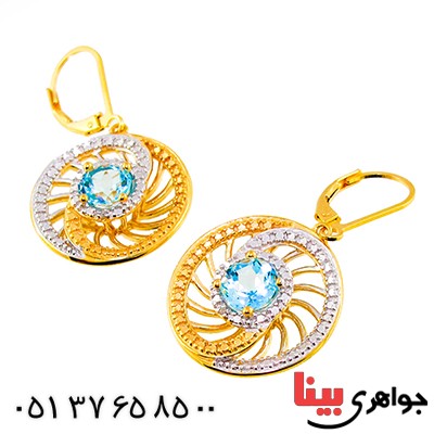 گوشواره توپاز و الماس زنانه مانی ایتالیایی مدل کهکشان _کد:9306