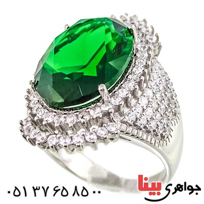 انگشتر سوارسکی عالی زنانه درشت طرح زمرد _کد:9308
