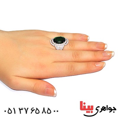 انگشتر سوارسکی عالی زنانه درشت طرح زمرد _کد:9308