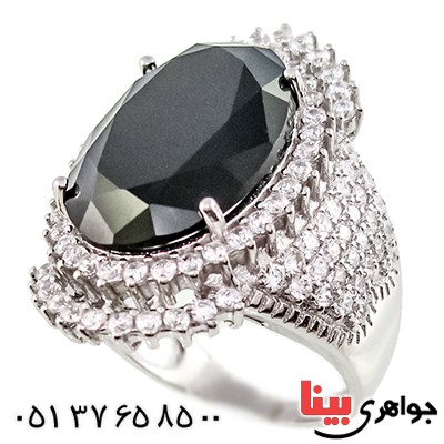 انگشتر سوارسکی عالی زنانه درشت طرح عقیق سیاه _کد:9309