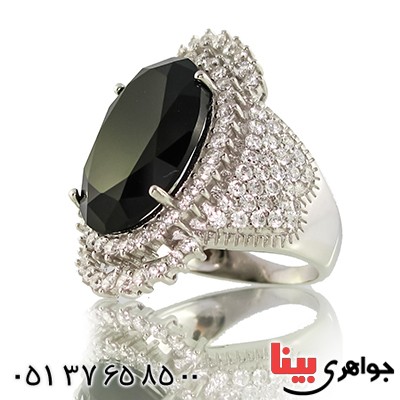 انگشتر سوارسکی عالی زنانه درشت طرح عقیق سیاه _کد:9309