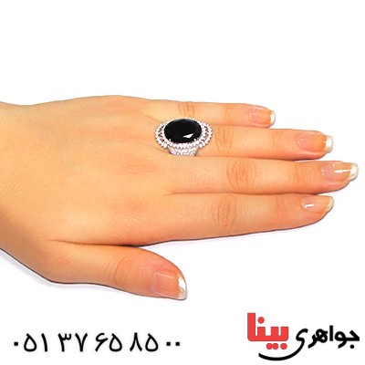 انگشتر سوارسکی عالی زنانه درشت طرح عقیق سیاه _کد:9309