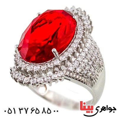 انگشتر سوارسکی عالی زنانه درشت طرح یاقوت سرخ _کد:9311