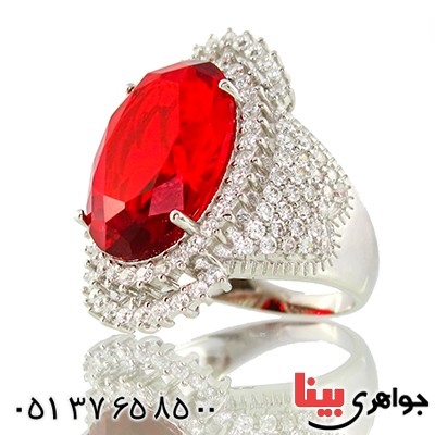 انگشتر سوارسکی عالی زنانه درشت طرح یاقوت سرخ _کد:9311