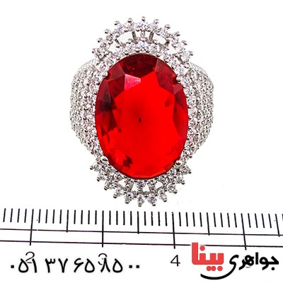 انگشتر سوارسکی عالی زنانه درشت طرح یاقوت سرخ _کد:9311