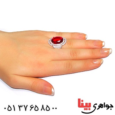 انگشتر سوارسکی عالی زنانه درشت طرح یاقوت سرخ _کد:9311