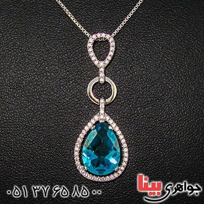 گردنبند سوارسکی عالی زنانه طرح توپاز اشکی _کد:9318