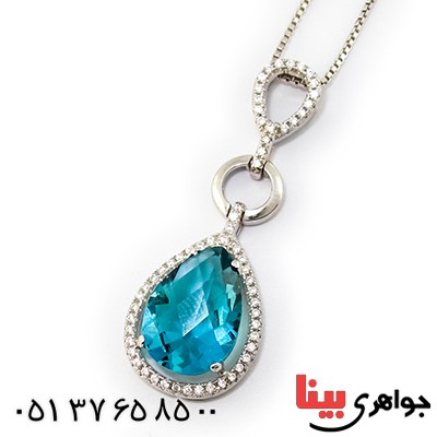 گردنبند سوارسکی عالی زنانه طرح توپاز اشکی _کد:9318