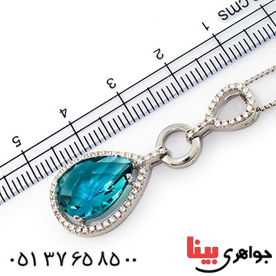 گردنبند سوارسکی عالی زنانه طرح توپاز اشکی _کد:9318