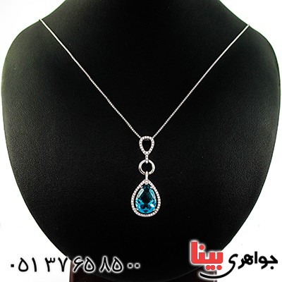 گردنبند سوارسکی عالی زنانه طرح توپاز اشکی _کد:9318