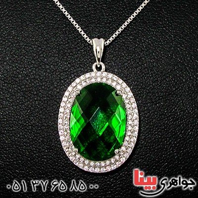 گردنبند سوارسکی عالی زنانه درشت طرح زمرد _کد:9319