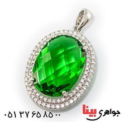 گردنبند سوارسکی عالی زنانه درشت طرح زمرد _کد:9319