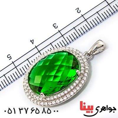 گردنبند سوارسکی عالی زنانه درشت طرح زمرد _کد:9319