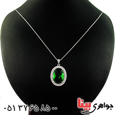 گردنبند سوارسکی عالی زنانه درشت طرح زمرد _کد:9319