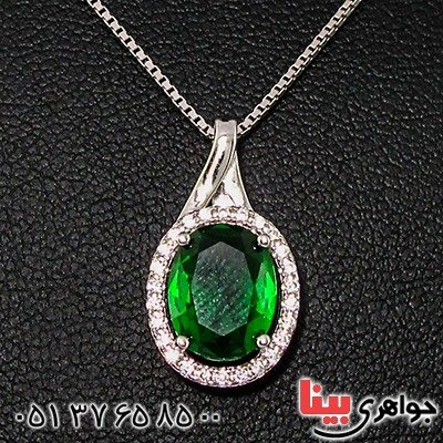 گردنبند سوارسکی عالی زنانه طرح زمرد _کد:9322