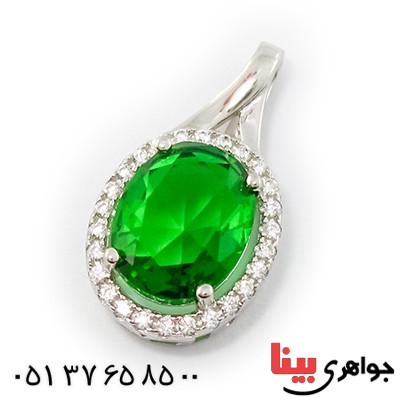 گردنبند سوارسکی عالی زنانه طرح زمرد _کد:9322