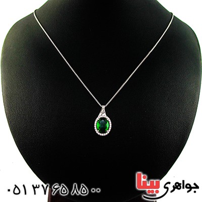 گردنبند سوارسکی عالی زنانه طرح زمرد _کد:9322
