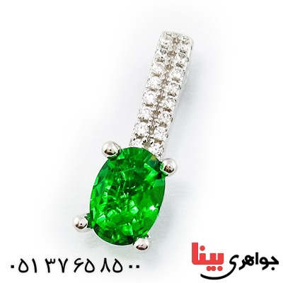 گردنبند سوارسکی عالی زنانه طرح زمرد _کد:9325