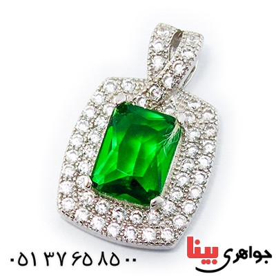 گردنبند سوارسکی عالی زنانه طرح زمرد _کد:9332