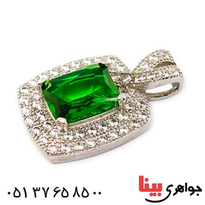 گردنبند سوارسکی عالی زنانه طرح زمرد _کد:9332