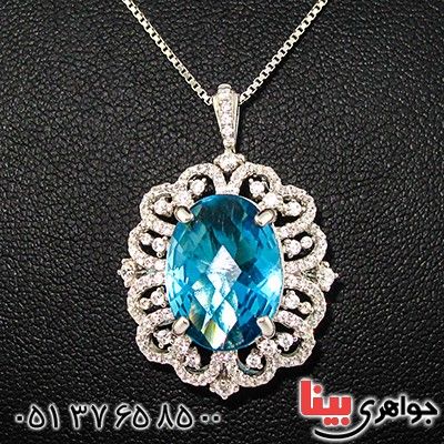 انگشتر و گردنبند سوارسکی عالی زنانه طرح توپاز دو در یک _کد:9333