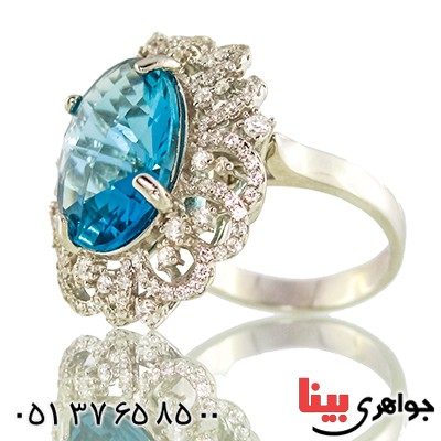 انگشتر و گردنبند سوارسکی عالی زنانه طرح توپاز دو در یک _کد:9333