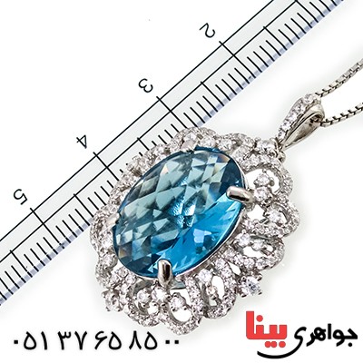 انگشتر و گردنبند سوارسکی عالی زنانه طرح توپاز دو در یک _کد:9333