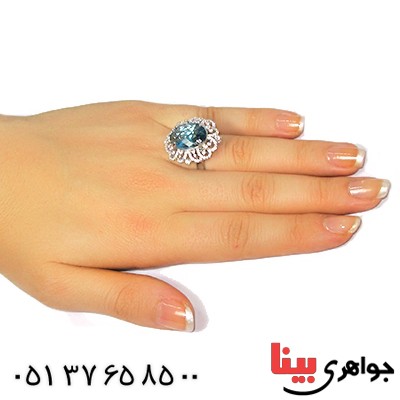 انگشتر و گردنبند سوارسکی عالی زنانه طرح توپاز دو در یک _کد:9333