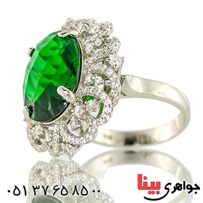 انگشتر و گردنبند سوارسکی عالی زنانه طرح زمرد دو در یک _کد:9335