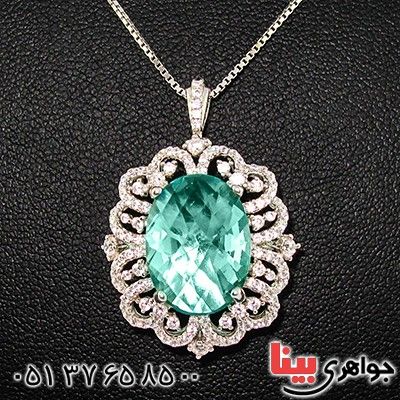 انگشتر و گردنبند سوارسکی عالی زنانه طرح توپاز دو در یک _کد:9337